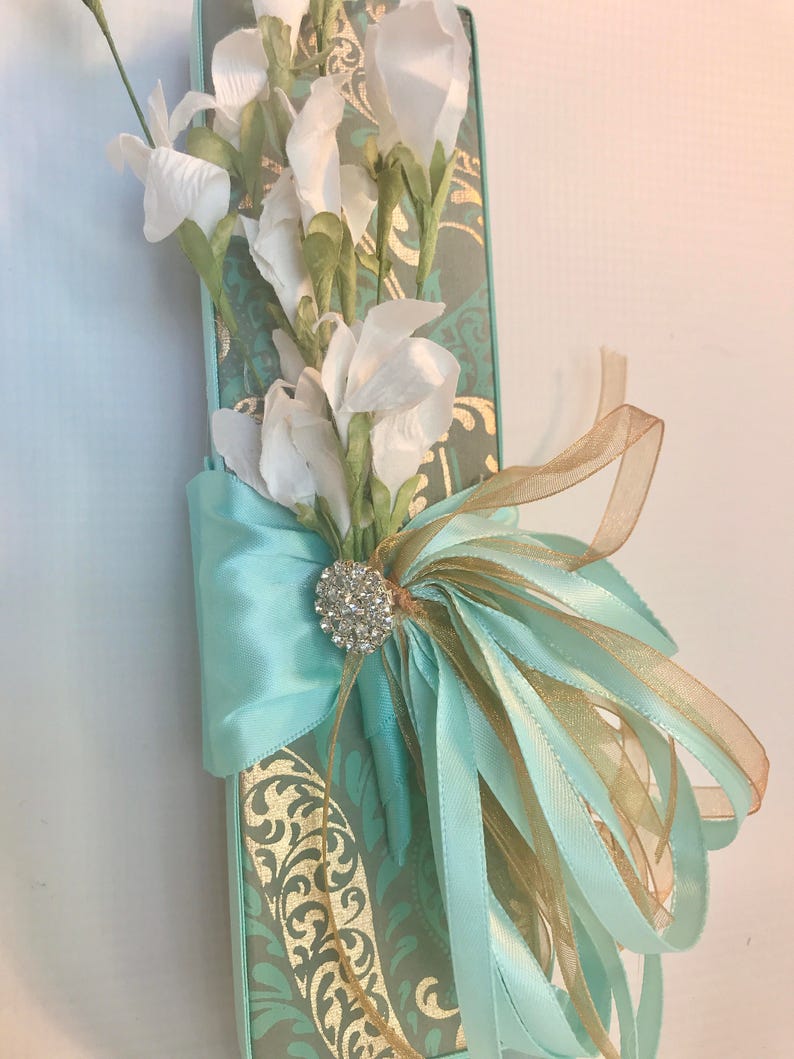 Handmade Father/'s Day Favors Decorative Boxes Groomsmen Wedding Gift Box Teal and gold Jewelry Box Birthday