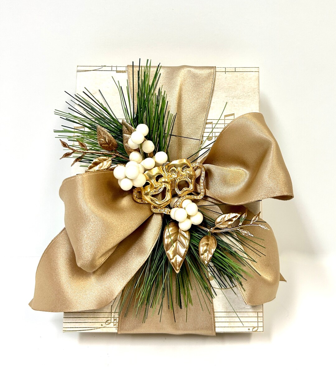 Champagne Musical Christmas Gift Box, Wrapped Gift Box, Reuseable Gift