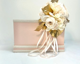 Handmade Blush Satin Graduation Card Box: Floral Keepsake Gift