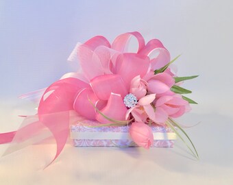 Handmade Pretty in Pink Gift Box, Wedding Bridesmaid Favor