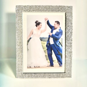 Rhinestone Picture Frame: Silver Wedding Photo Display (5x7 in)
