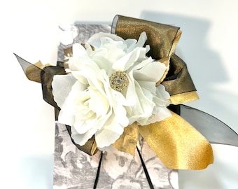 Handmade Gold & Black Gift Box: Decorative Favor Box (5x7x1”)