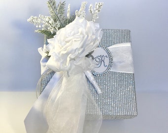 Personalized Rhinestone Gift Box: Silver Bling Keepsake Box
