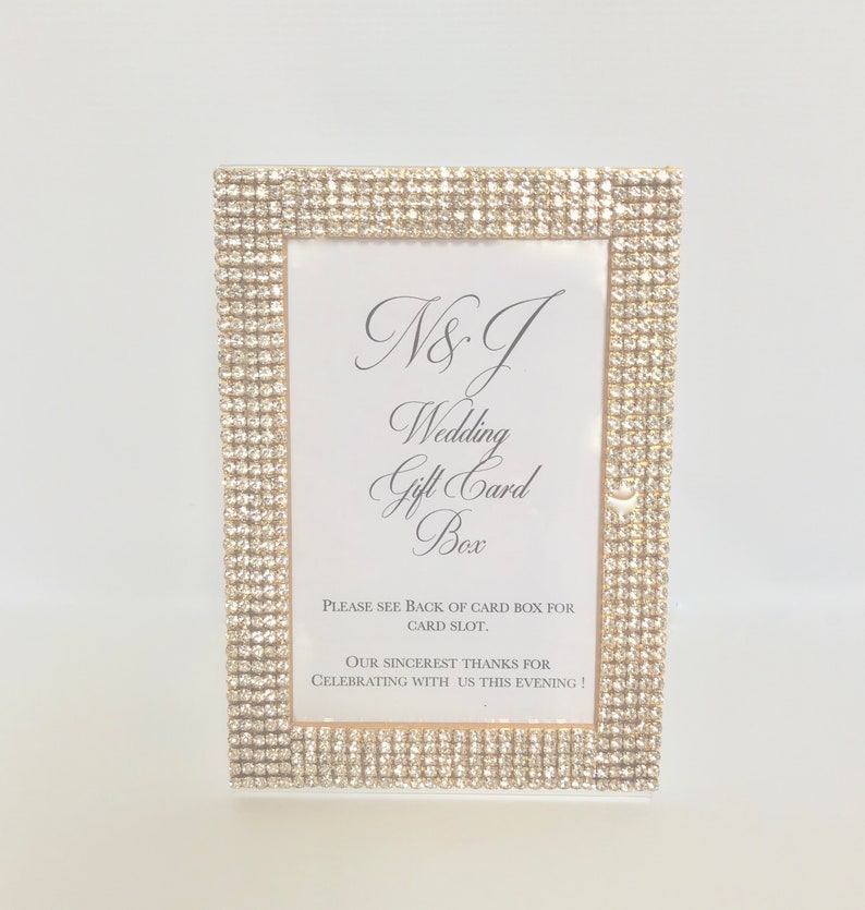 Bling Picture Frame Rhinestones Set in Gold Wedding Card Etsy