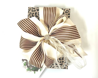 Leopard and Stripes Gift Box with Free Gift Tag Chic Wedding Gift Box Favors Jewelry Gift Cards Mothers Day Bridesmaids Handmade Decorative