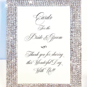 6 x 8 Frame covered with Real Rhinestone, Rhinestones, Set in Silver, Wedding Card Box Sign With Rhinestones Diamonds, Wedding Picture image 3