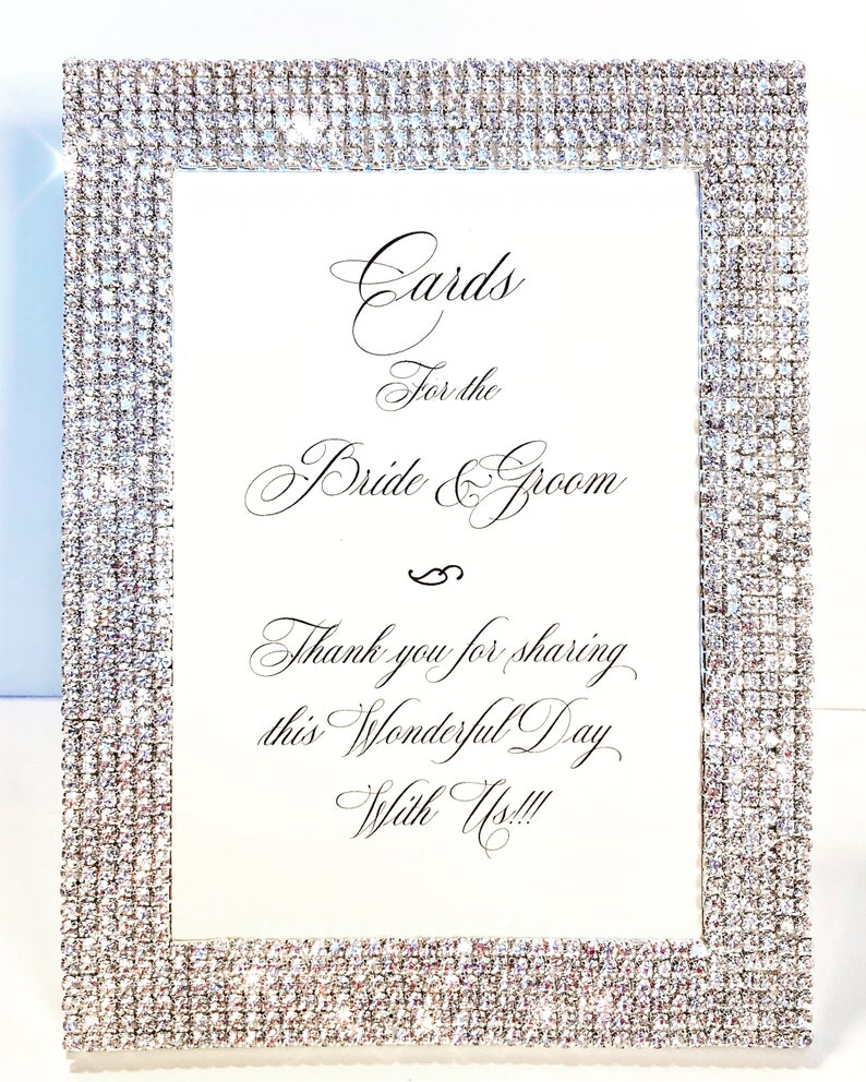 6 x 8 Frame covered with Real Rhinestone, Rhinestones, Set in Silver, Wedding Card Box Sign With Rhinestones Diamonds, Wedding Picture image 3