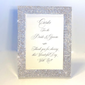 6 x 8 Frame covered with Real Rhinestone, Rhinestones, Set in Silver, Wedding Card Box Sign With Rhinestones Diamonds, Wedding Picture image 4