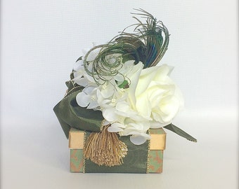 Sage Green Gold Gift Box Jewelry  Gift Boxes Wedding Favor Box Jewelry Box Pre-wrapped Box Bridesmaid gift Elegant, Romantic, Rhinestone