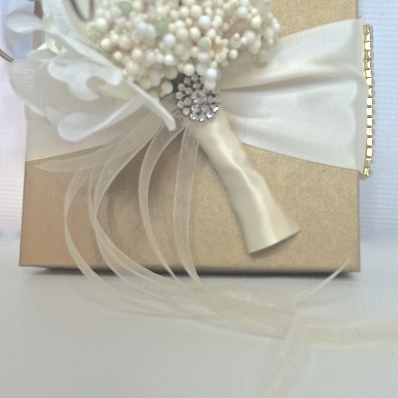 Gold and White Shabby Chic Wedding Gift Box Favors Jewelry Gift Cards Mothers Day Bridesmaids Handmade Decorative Boxes Gift Certificates image 2