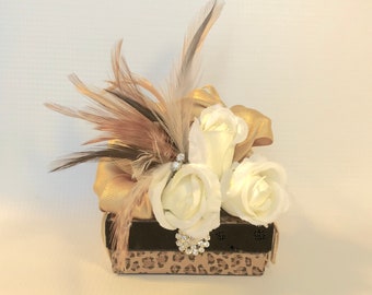 Leopardenmuster Schachtel: Handgefertigte Hochzeitsgeschenk Box (3x2x1)
