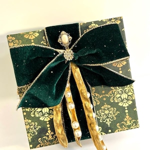Deep Green Gold Cream Suas ideias para presentes Caixa de presente para meninas Dia das Mães Seu aniversário Caixa de presente pré-embalada Enfeites de veludo