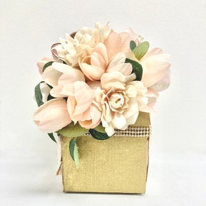 Blush and Gold Gift Box  Cube Gift Box Ideas Birthday Gift Certificate Sophisticated Gift Box All Occasions