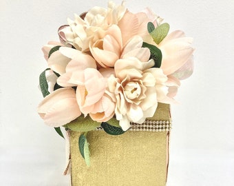 Blush and Gold Gift Box  Cube Gift Box Ideas Birthday Gift Certificate Sophisticated Gift Box All Occasions