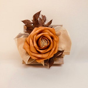 November Topaz Rose Ribbon Bow Organza Bridesmaids Vintage Wrapped Gift Box Jewelry Gift Box Bridesmaids GifWedding Gift Mothers Day