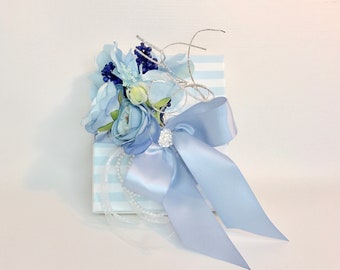 Pale Blue and White Girly Gift Box Favors Jewelry Gift Cards Mothers Day Bridesmaids, Handmade, Decorative Boxes, Gift Certificates, Birth