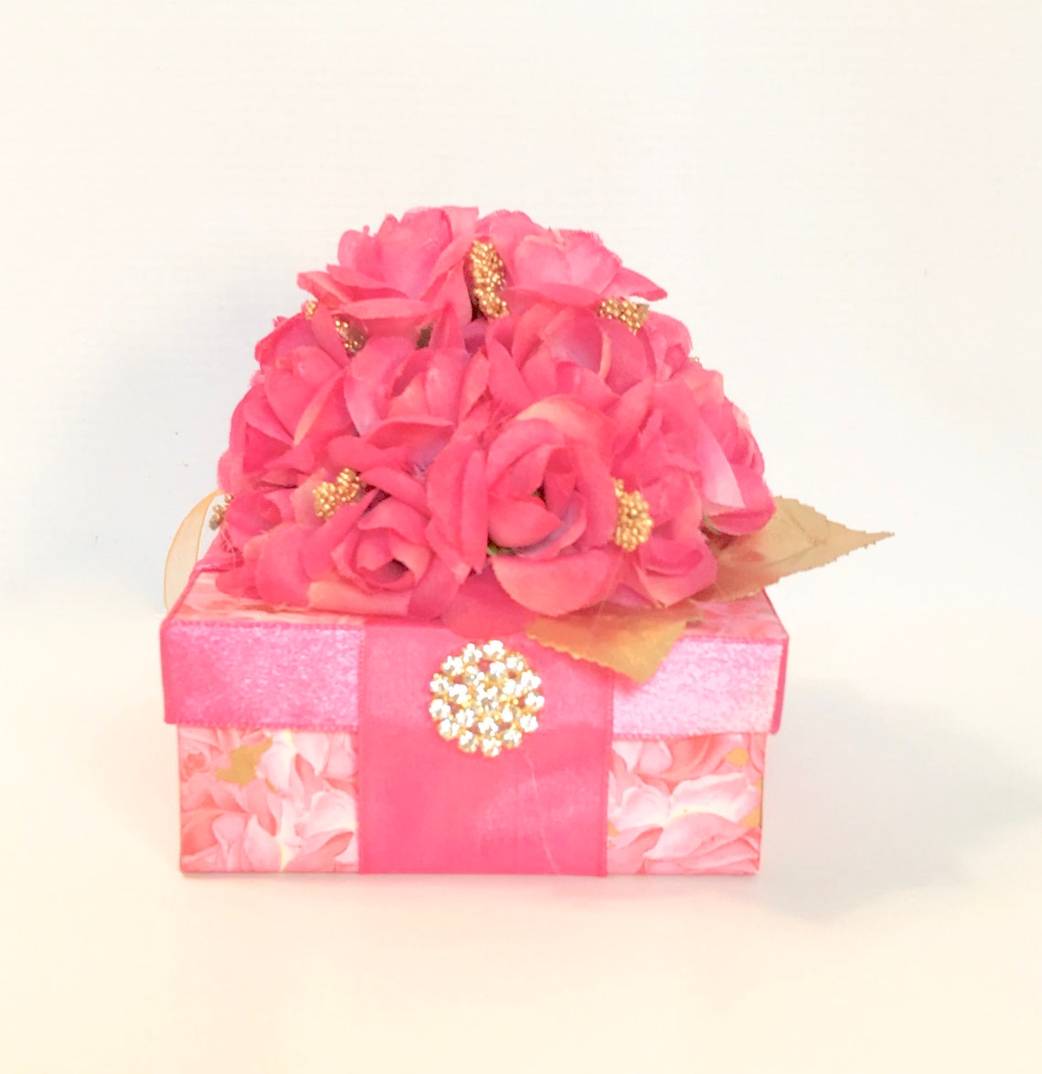 Gift Box Pink Vintage Jewelry Gift Box Pink Gold Favors Gift Etsy