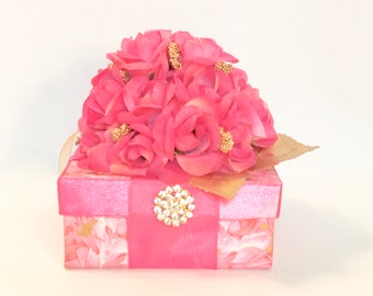 Gift Box Pink Vintage Jewelry Gift Box Pink Gold  Favors Gift Card box  Jewelry  Gift Cards Day Christmas Bridesmaids Mothers Day Girls Gift