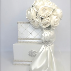 Wedding Card Box with Lock  Bride&#39;s Bouquet Wedding Card Holder, Wedding Card Box,  Custom Card Box, Handmade, Gift Card Boxes,  Wedding