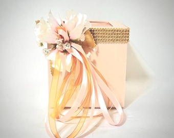 Blush Wedding Pen Holder: Elegant Guest Book Box, Bridal Shower Gift