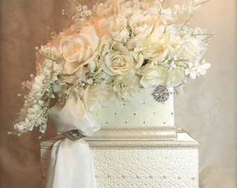 Hochzeit Karte Box mit Schloss Spitze Hochzeit Kartenhalter, Maiglöckchen zwei Tier, Benutzerdefinierte Karte Box, handgemacht, Geschenk Karte Boxen, Hochzeit