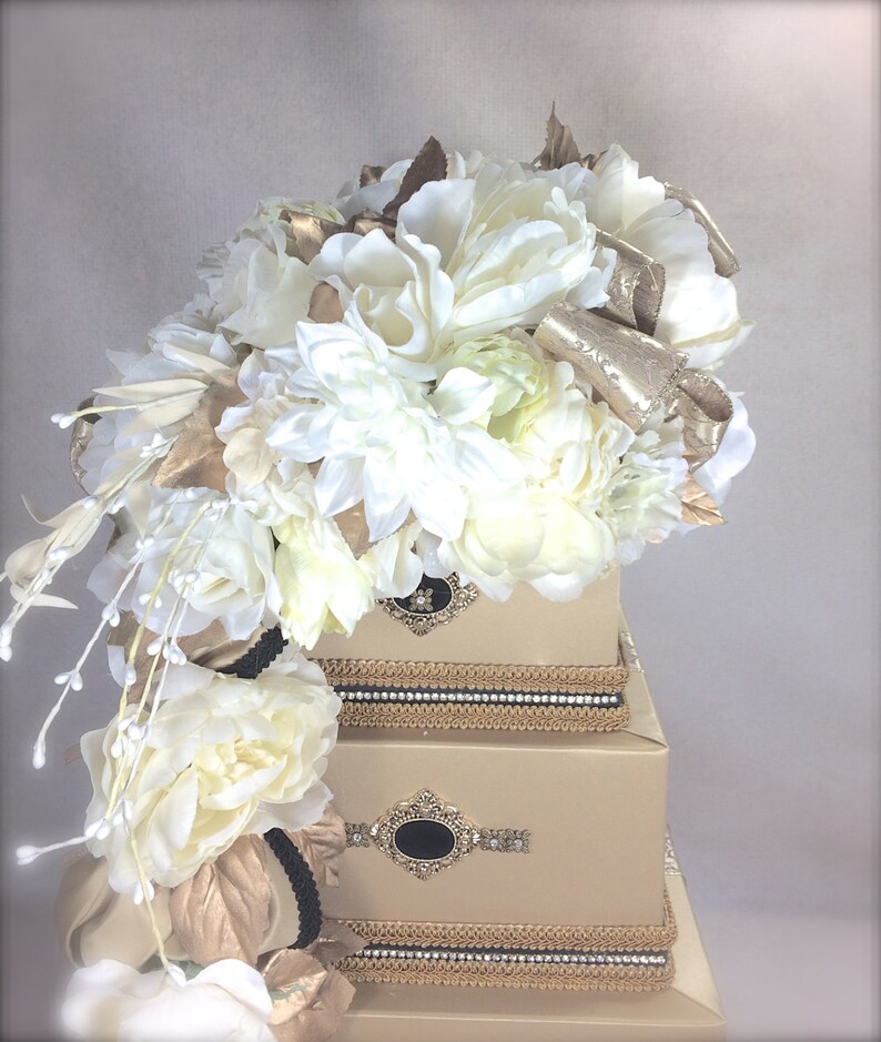 Wedding Card Box With Lock Gold With Black Wedding Card Holder Etsy