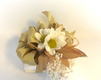 Daisies Ivory Gold Gift Box Jewelry Gift Box Wedding Favor Box Jewelry Box Pre-wrapped Box Bridesmaid gift Elegant, Romantic, Rhinestone