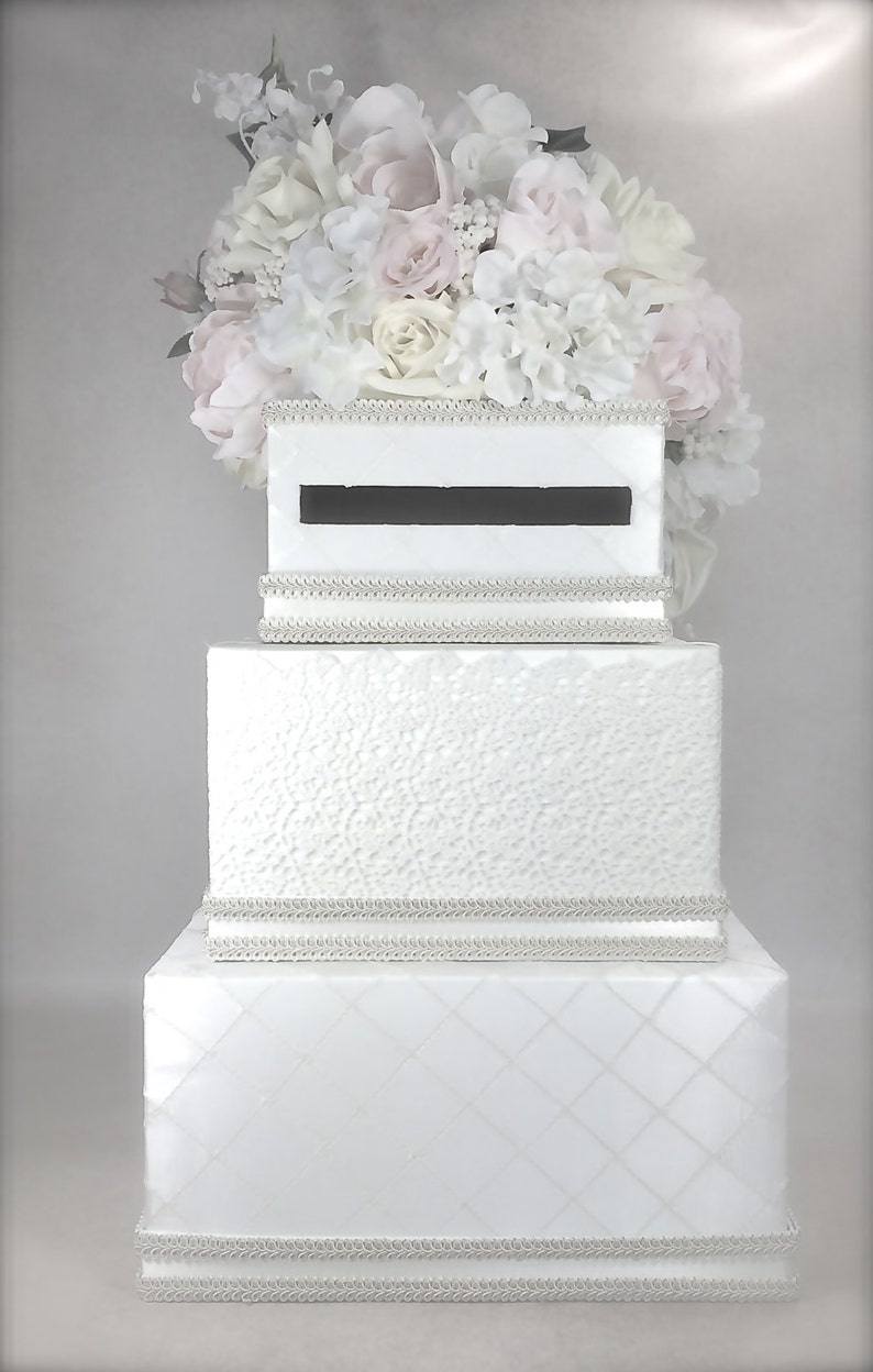 Wedding Card Box with Lock Lace and Soft Pastel Wedding Card Holder, Wedding Card Box, Secured Lock Wedding Card Box, Wedding Card Box image 2