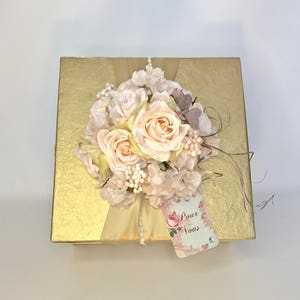 Creme de ouro rosa suas idéias de presente caixa de presente menina dia das mães seu aniversário caixa de presente pré-embrulhado rosa rosa pálido creme com strass