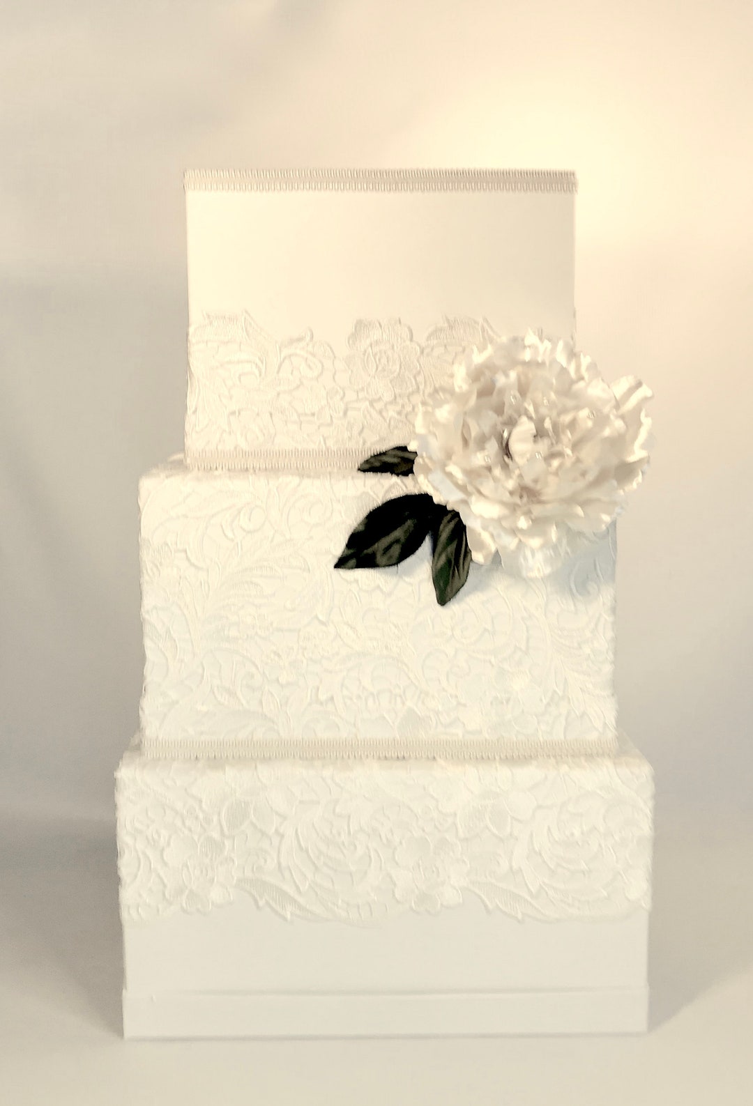 Ivory Lace Wedding Card Box With Peony: Three-tier Satin Holder - Etsy