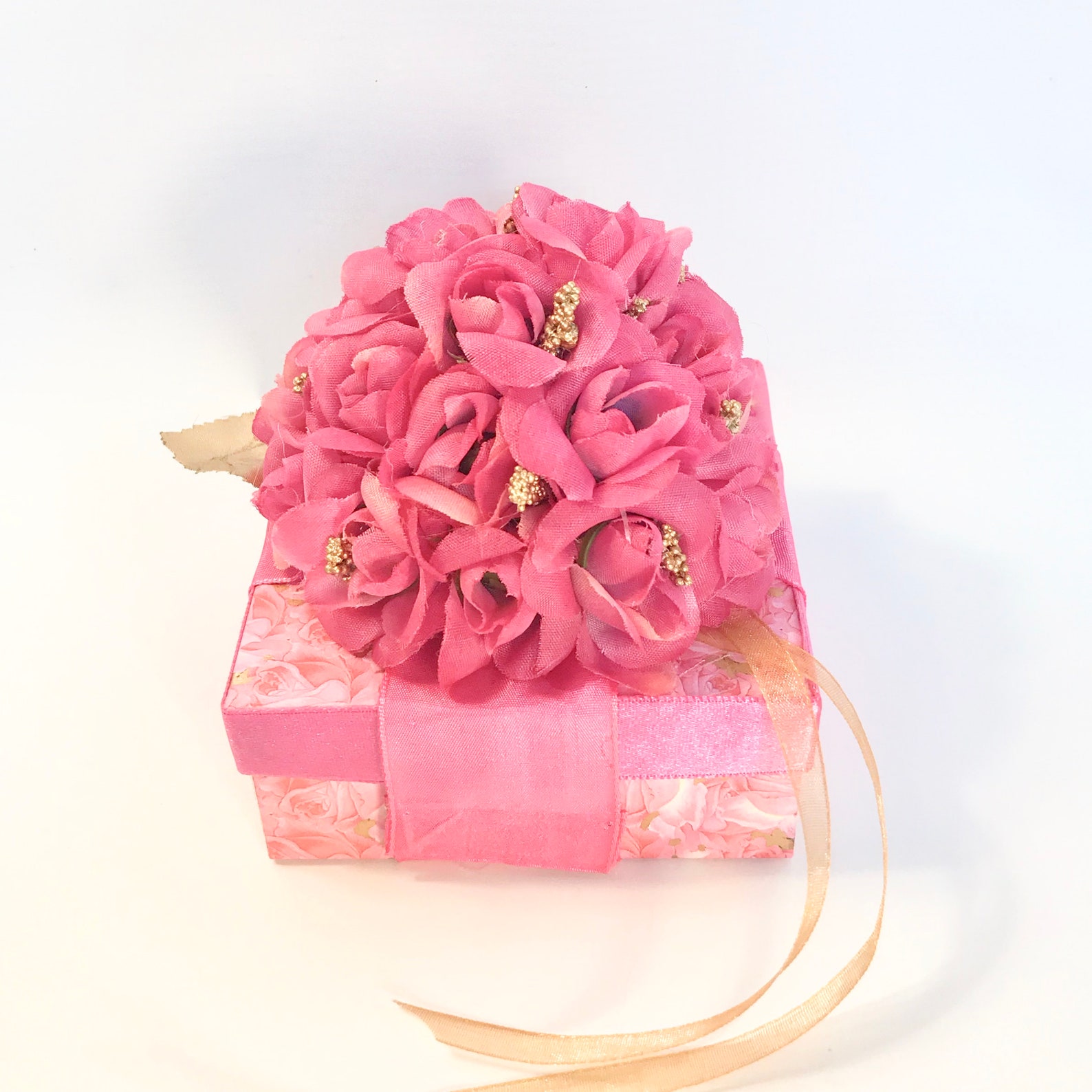 Gift Box Pink Vintage Jewelry Gift Box Pink Gold Favors Gift Etsy