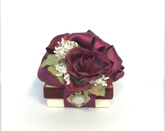 Jewelry Gift Box Deep Burgundy Gift Boxes Wedding vintage styled favor jewelry gift box  elegantly pre-giftwrapped