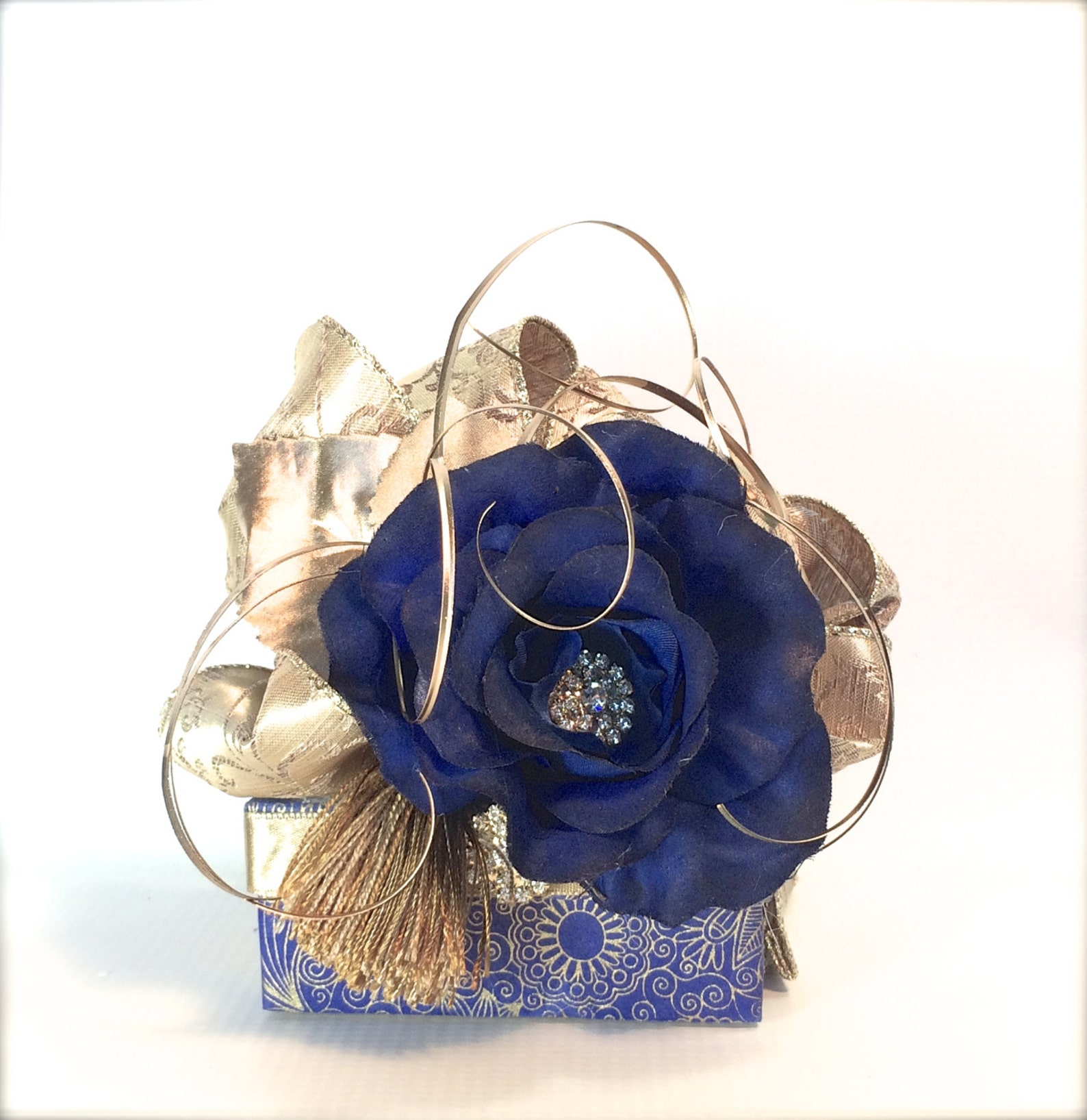 Gift Box Christmas Vintage Jewelry Gift Box Navy and Gold Etsy