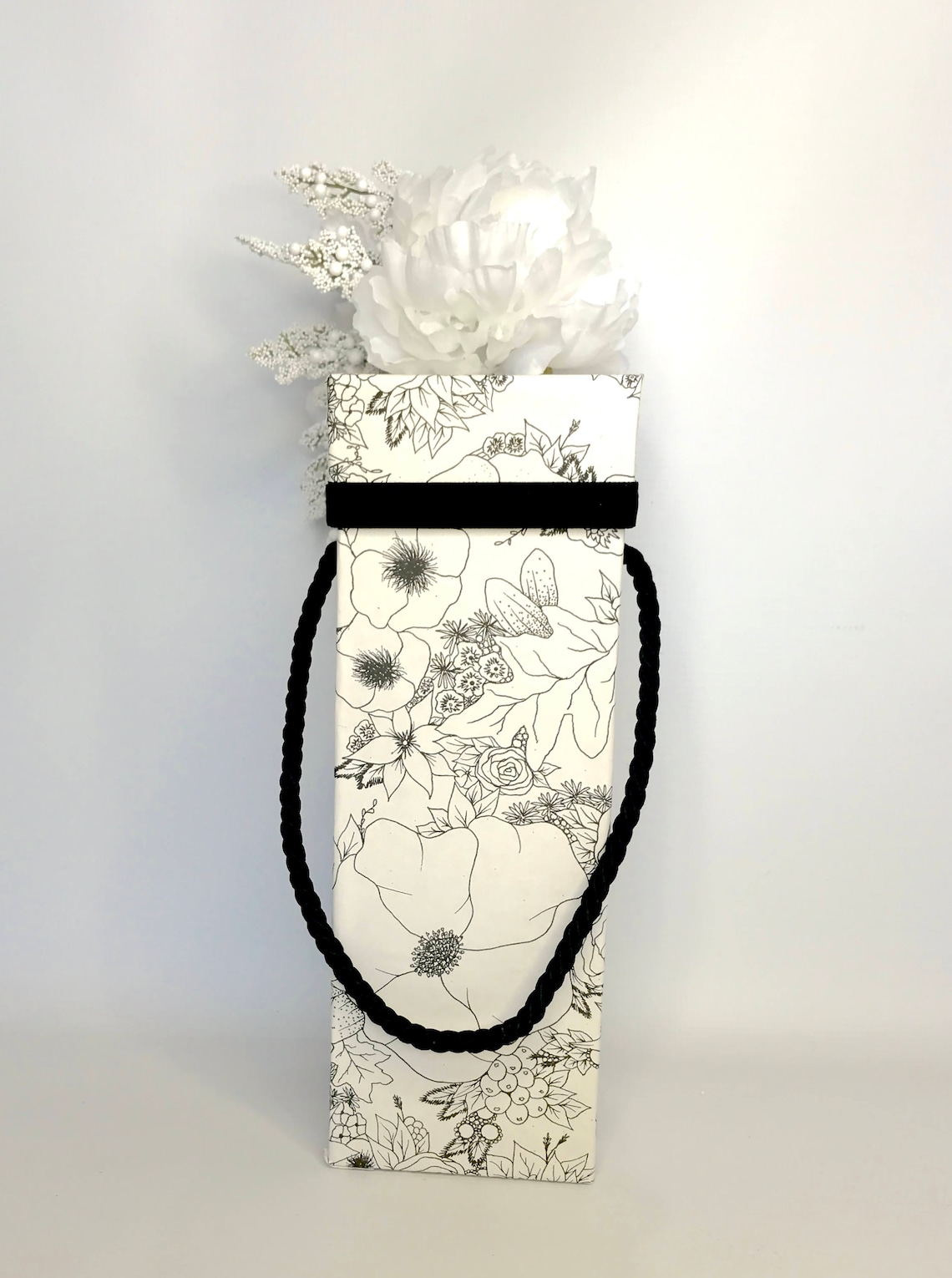 Wine Box Blackand White Wine Holder Christmas Wedding Box Etsy