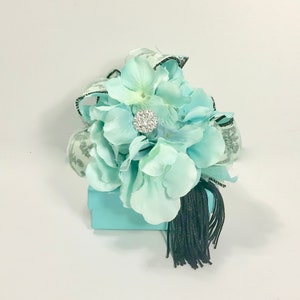 Seafoam Blau Toile Schwarz Organza Brautjungfern Vintage Verpackt Geschenkbox Schmuck Geschenkbox Brautjungfern GifHochzeitsgeschenkideen Favors Muttertag