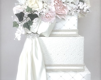 Wedding Card Box with Lock  Lace and Soft Pastel Wedding Card Holder, Wedding Card Box,  Secured Lock Wedding Card Box,  Wedding Card Box