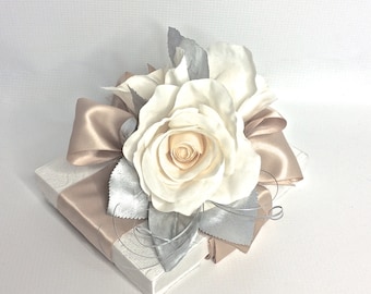 Handmade Floral Gift Box: Bridesmaid Jewelry, Wedding Favor Box (7x5x1)