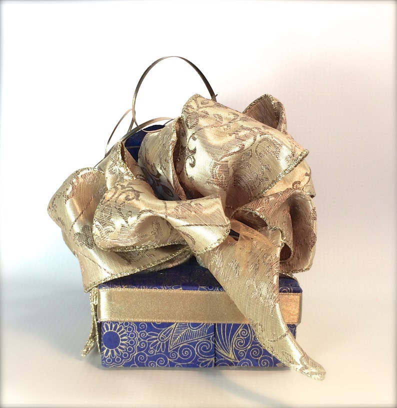 Gift Box Christmas Vintage Jewelry Gift Box Navy and Gold Etsy