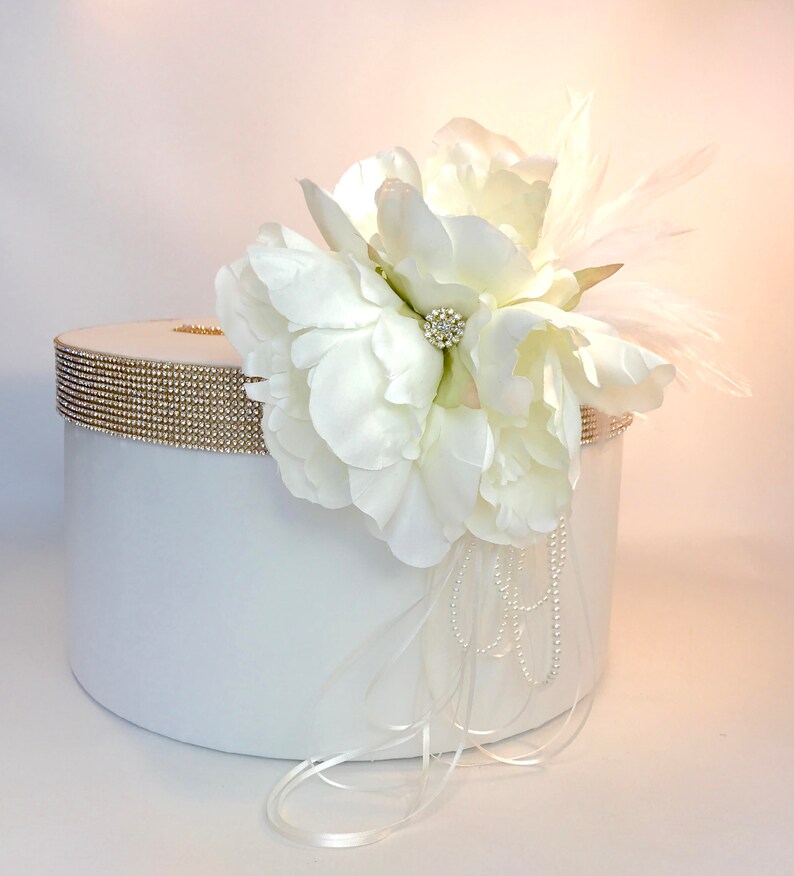 Gatsby Styled Wedding Card Box With Lock Cream Gold Wedding Etsy