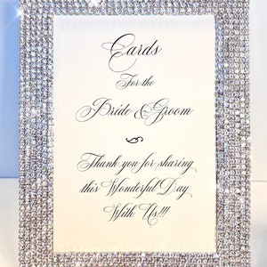 6 x 8 Frame covered with Real Rhinestone, Rhinestones, Set in Silver, Wedding Card Box Sign With Rhinestones Diamonds, Wedding Picture image 7