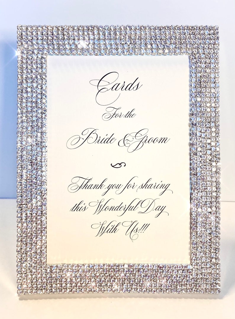 6 x 8 Frame covered with Real Rhinestone, Rhinestones, Set in Silver, Wedding Card Box Sign With Rhinestones Diamonds, Wedding Picture image 7