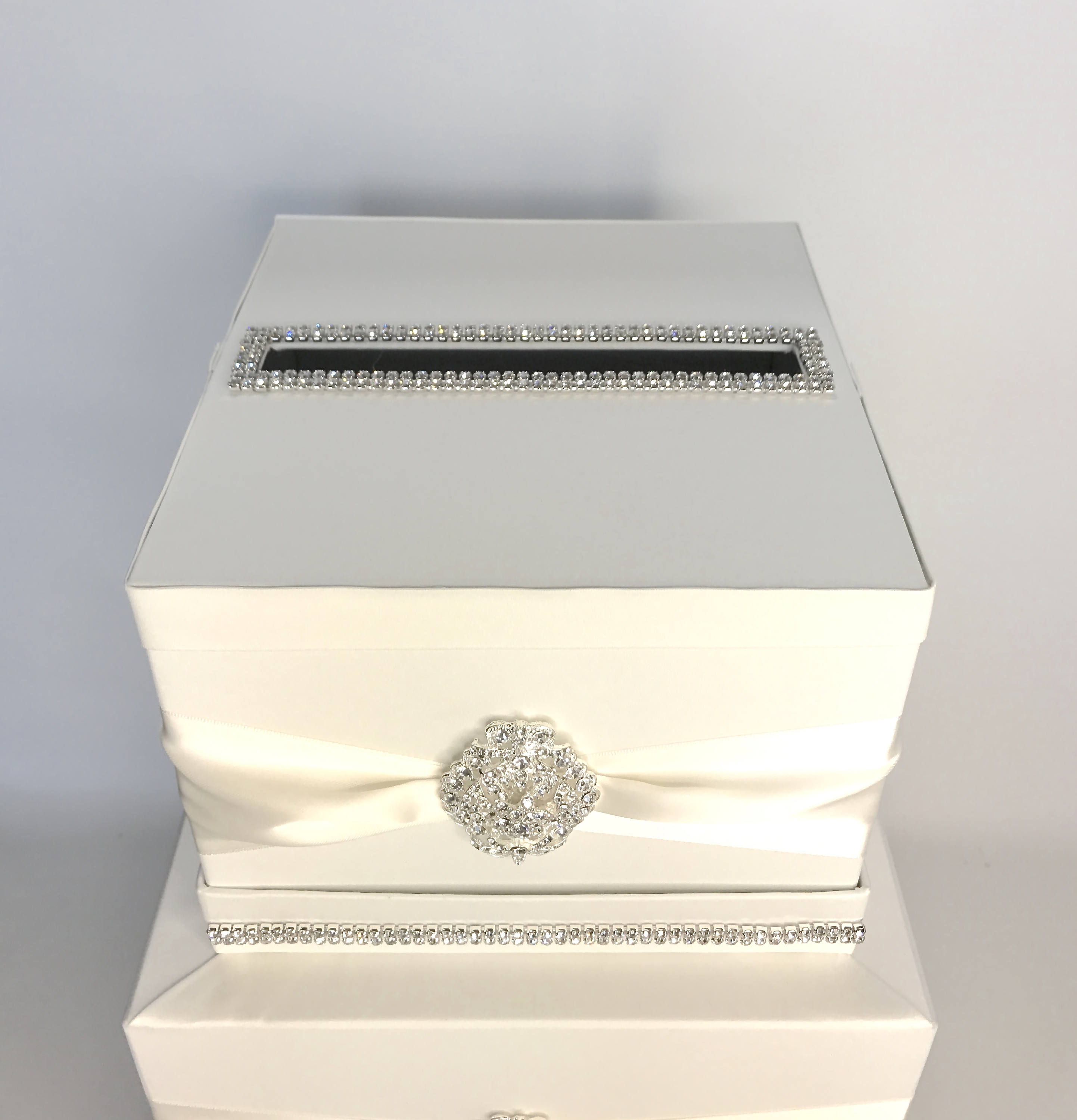 Personalized Ivory Wedding Card Box With Rhinestone Brooches - Etsy
