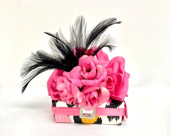 Pink and Black Gift Box Favor Box, Jewelry Box, Wedding, Gift Box, Favors, Jewelry, Mothers Day, Bridesmaids, Handmade, Decorative Boxes