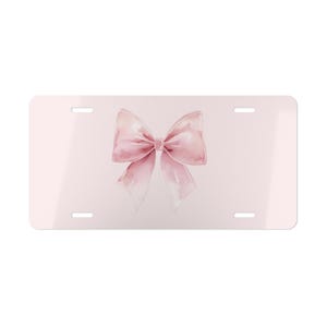 Targa con fiocco rosa Coquette - Targa per auto femminile - Decorazione personalizzata per veicoli immagine 2