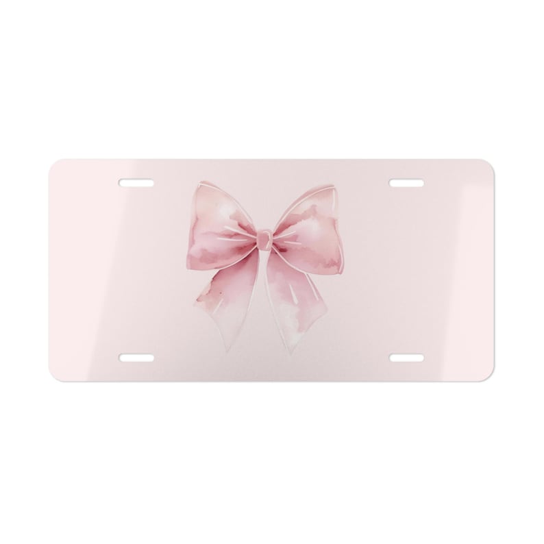 Targa con fiocco rosa Coquette - Targa per auto femminile - Decorazione personalizzata per veicoli immagine 2