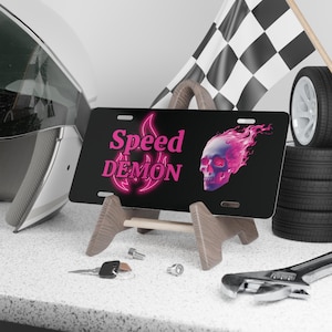 Targa, design teschio Speed Demon, accessori per auto, regalo di Natale per lei, regalo di compleanno per lei