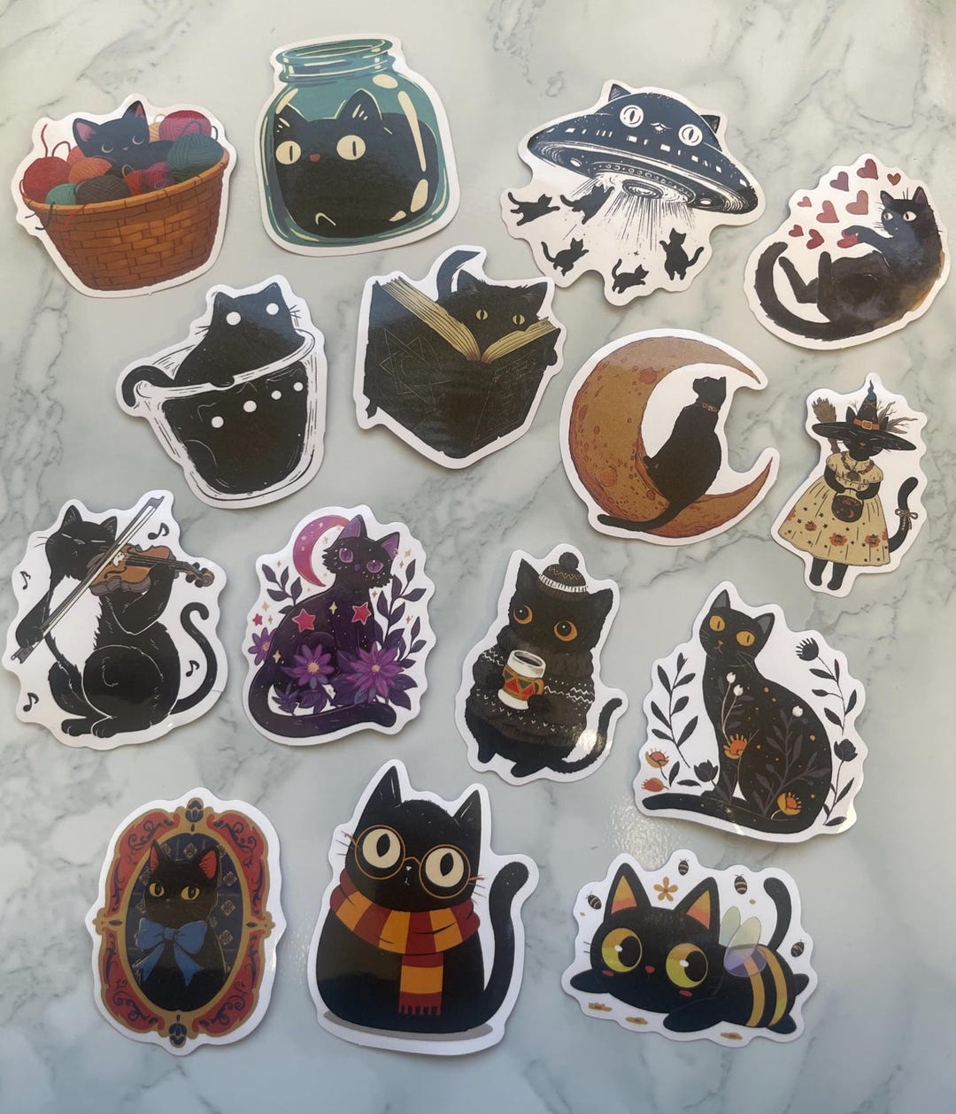 Magical Black Cat Sticker Pack | Witchy Bookish Aesthetic Vinyl ...