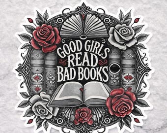 Pegatina de chica buena lee libros malos / Pegatina de romance oscuro / Lector de fantasía / Lector de obscenidades BookTok de romance oscuro / Pegatina de Kindle