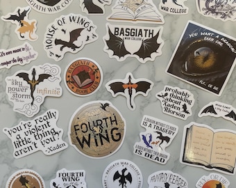 Fourth Wing 100 Stickers | Xaden Riorson Basgiath War College | Iron Flame Stickers | BookTok Dragon Stickers | Kindle Bookish Sticker Packs