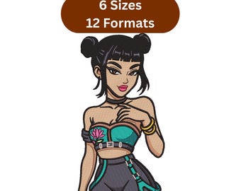 Diseño de bordado de Zoey, bordado de Huntrix Girls, patrón de cazadores de demonios del K-Pop, 6 tamaños, descarga instantánea